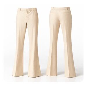 Ralph Lauren Cream Wool Silk Blend Flare Leg Trousers Pants 14 Ivory Mid Rise